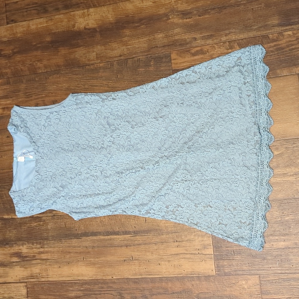 Girls' Light Blue Lace Casual Dress